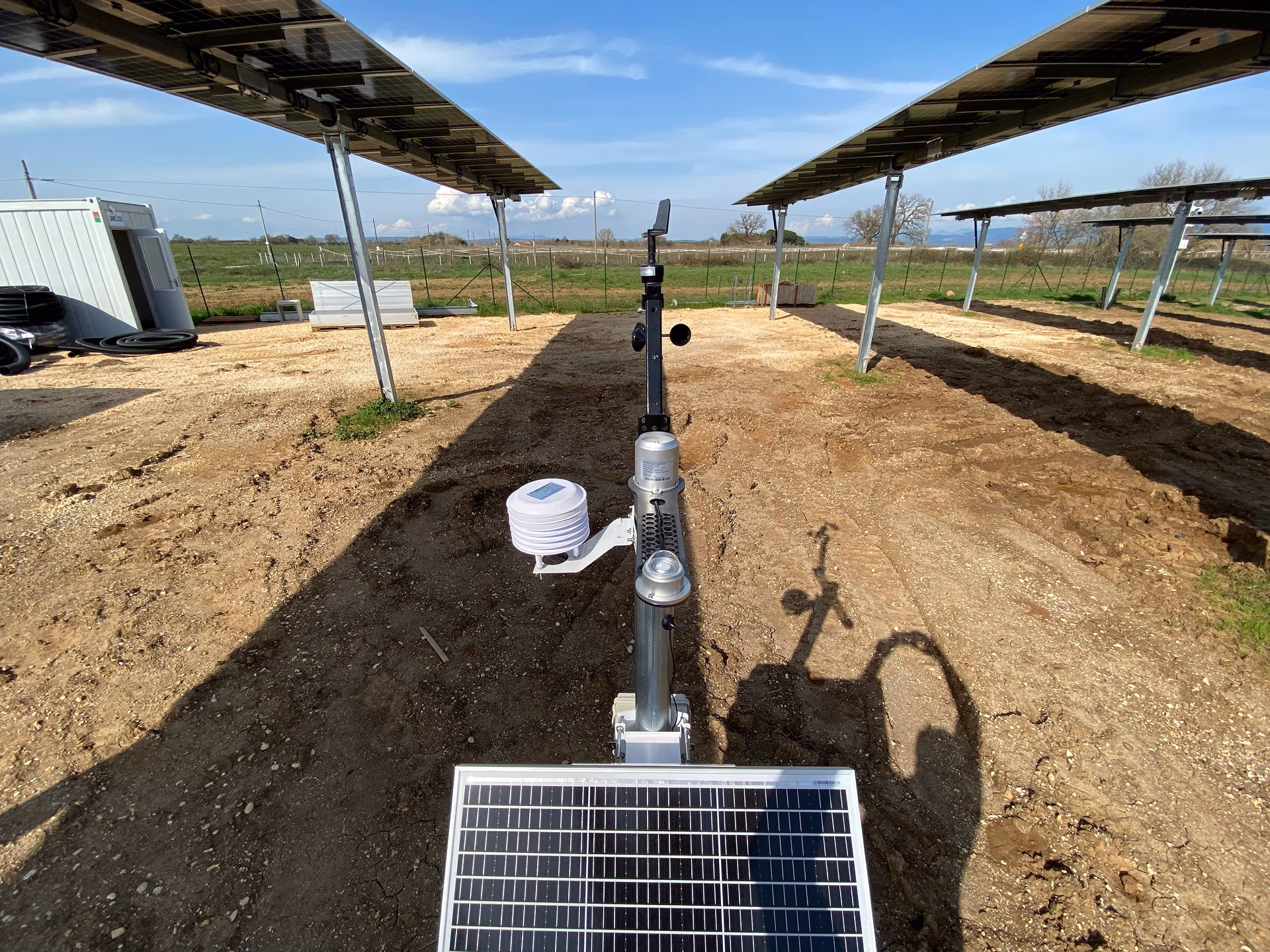 The solar panel and battery box that power a station